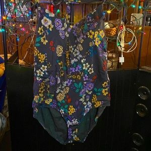 3X MOCK WRAP HALTER SWIMSUIT